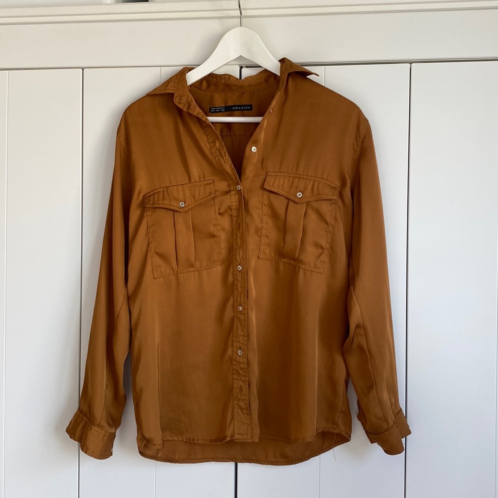 Bronze flowy shirt by Zara